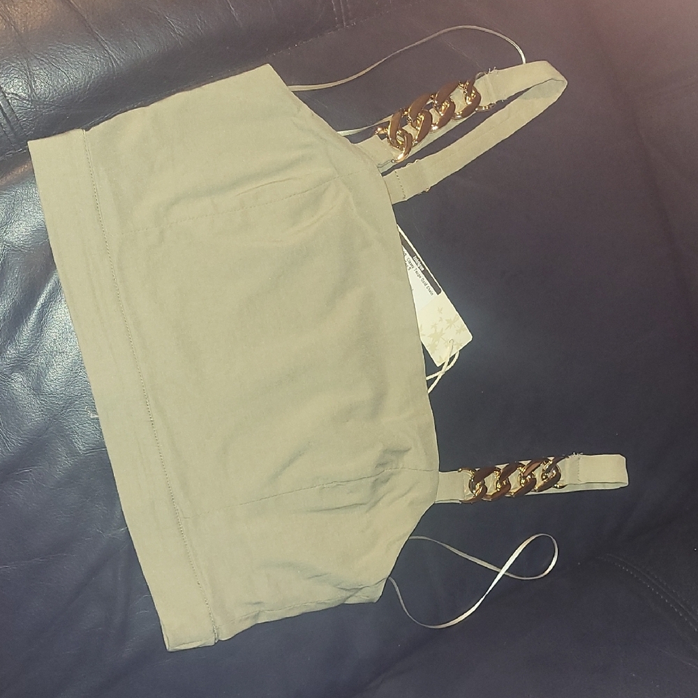 Tan Crop Top with Elegant Design